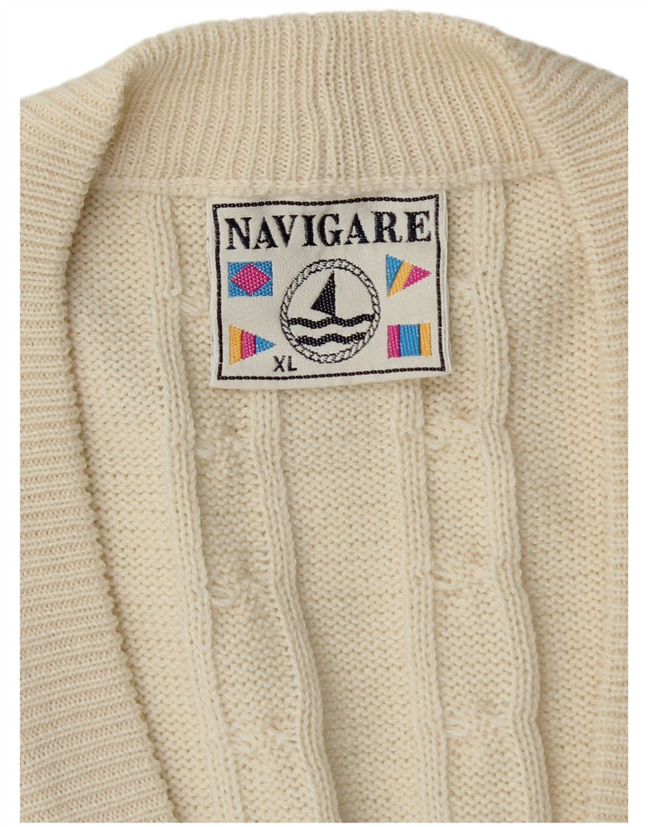 Navigare Suéter tipo cárdigan para hombre XL Blanco roto