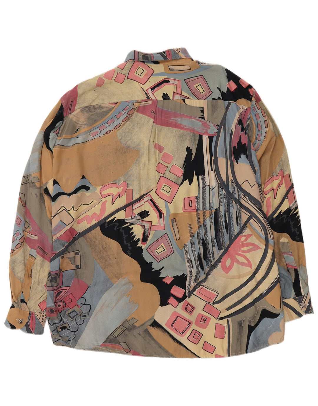 Vintage hombres oversize patrón abstracto camisa grande multicolor retro