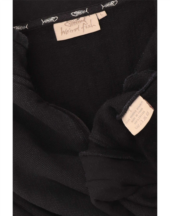 Weird Fish - Sudadera con cuello y cremallera para hombre, talla grande, algodón negro