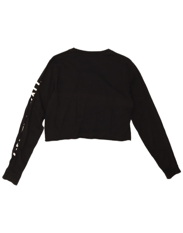 Vans Top corto con gráfico para mujer, manga larga, UK 44, algodón negro mediano