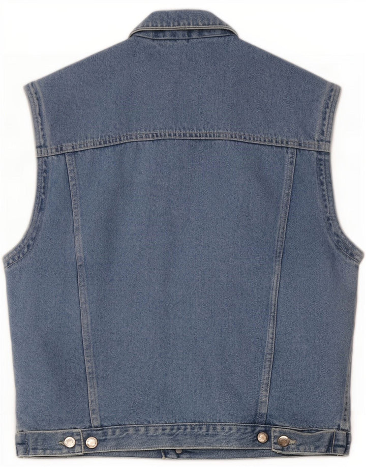 Vintage Hombre Denim Gilet IT 46 Pequeño Algodón Azul