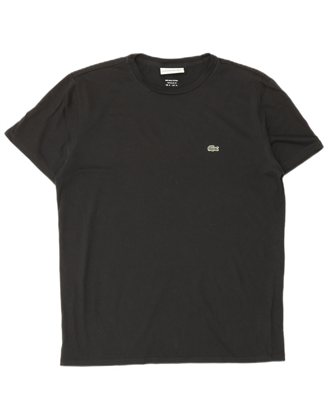 Lacoste Camiseta de corte regular para hombre talla 4 mediana algodón negro
