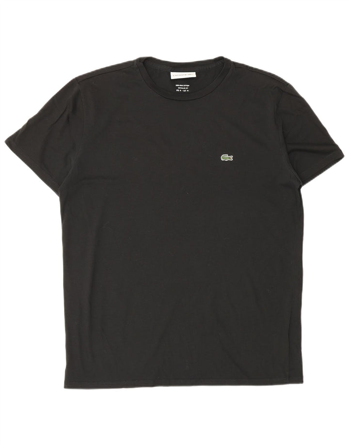 Lacoste Camiseta de corte regular para hombre talla 4 mediana algodón negro