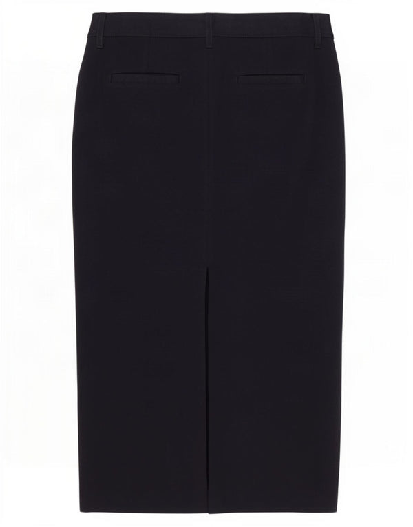 Zara Mujer Maxi Falda Lápiz Pequeña W26 Acetato Azul Marino