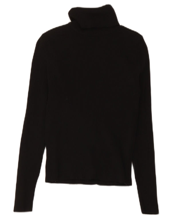 Zara Mujer Jersey De Cuello Vuelto Suéter UK 8 Small Poliamida Negra
