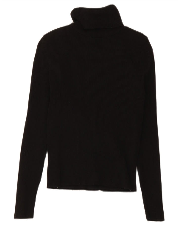 Zara Mujer Jersey De Cuello Vuelto Suéter UK 8 Small Poliamida Negra