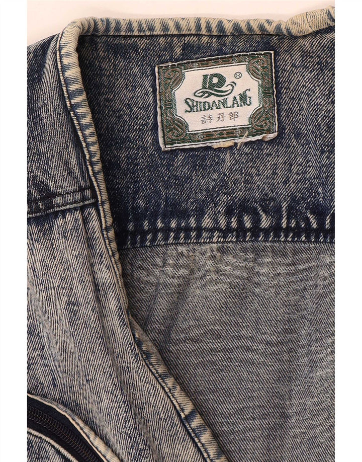 Vintage hombres denim Gilet Reino Unido 40 azul grande