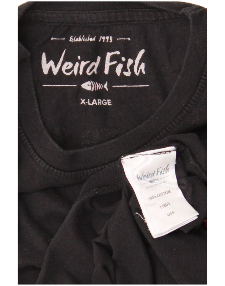 WEIRD FISH Camiseta gráfica para hombre Top XL Algodón negro