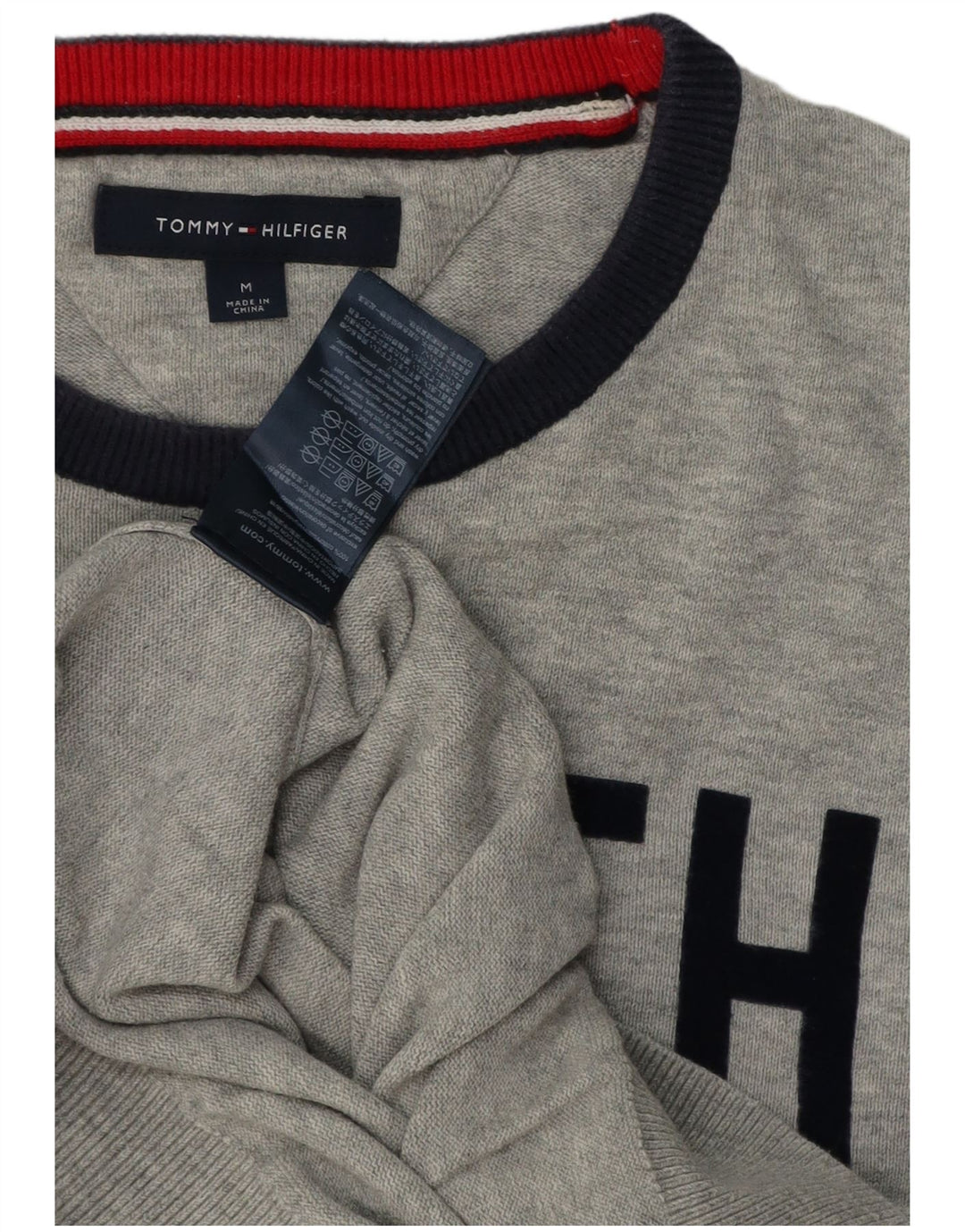 TOMMY HILFIGER Jersey con cuello redondo para hombre Gris medio Colorblock