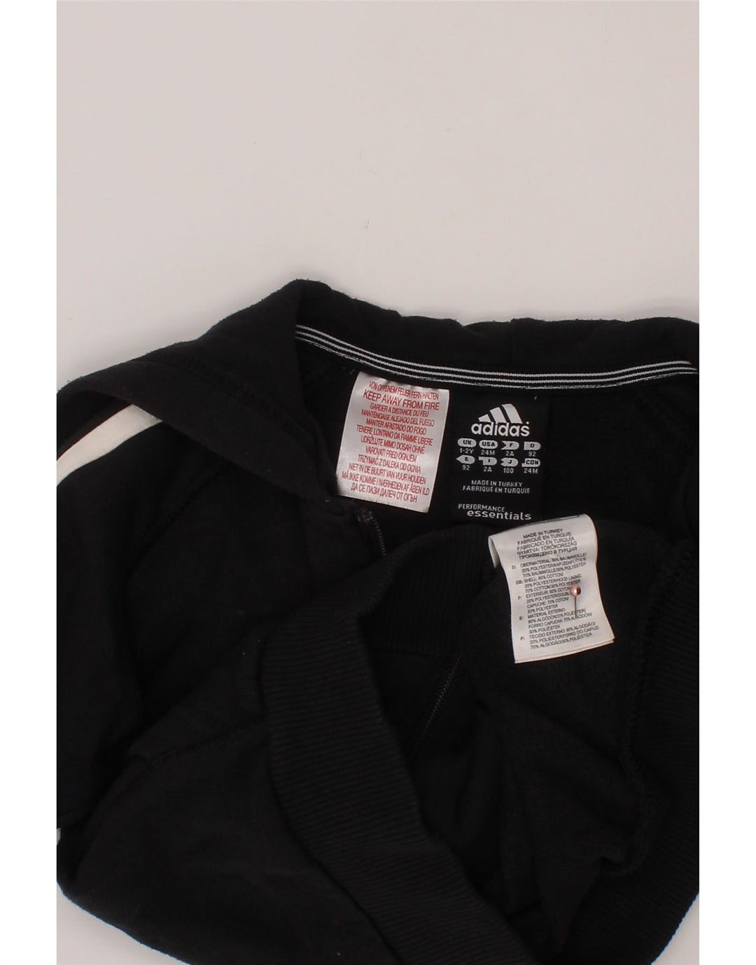 ADIDAS Sudadera con capucha y cremallera para bebé niño 18-24 meses Algodón negro