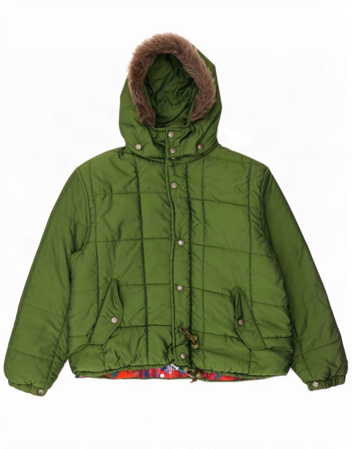 Vagabond Chaqueta Acolchada Extragrande con Capucha para Mujer UK 10 Small Green Nylon