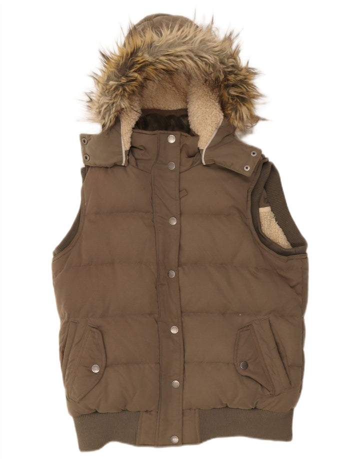 Chaqueta acolchada con capucha para mujer Fat Face UK 44 Poliéster caqui medio