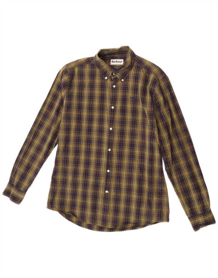 Barbour Camisa Entallada De Algodón A Cuadros Caqui Grande Para Hombre