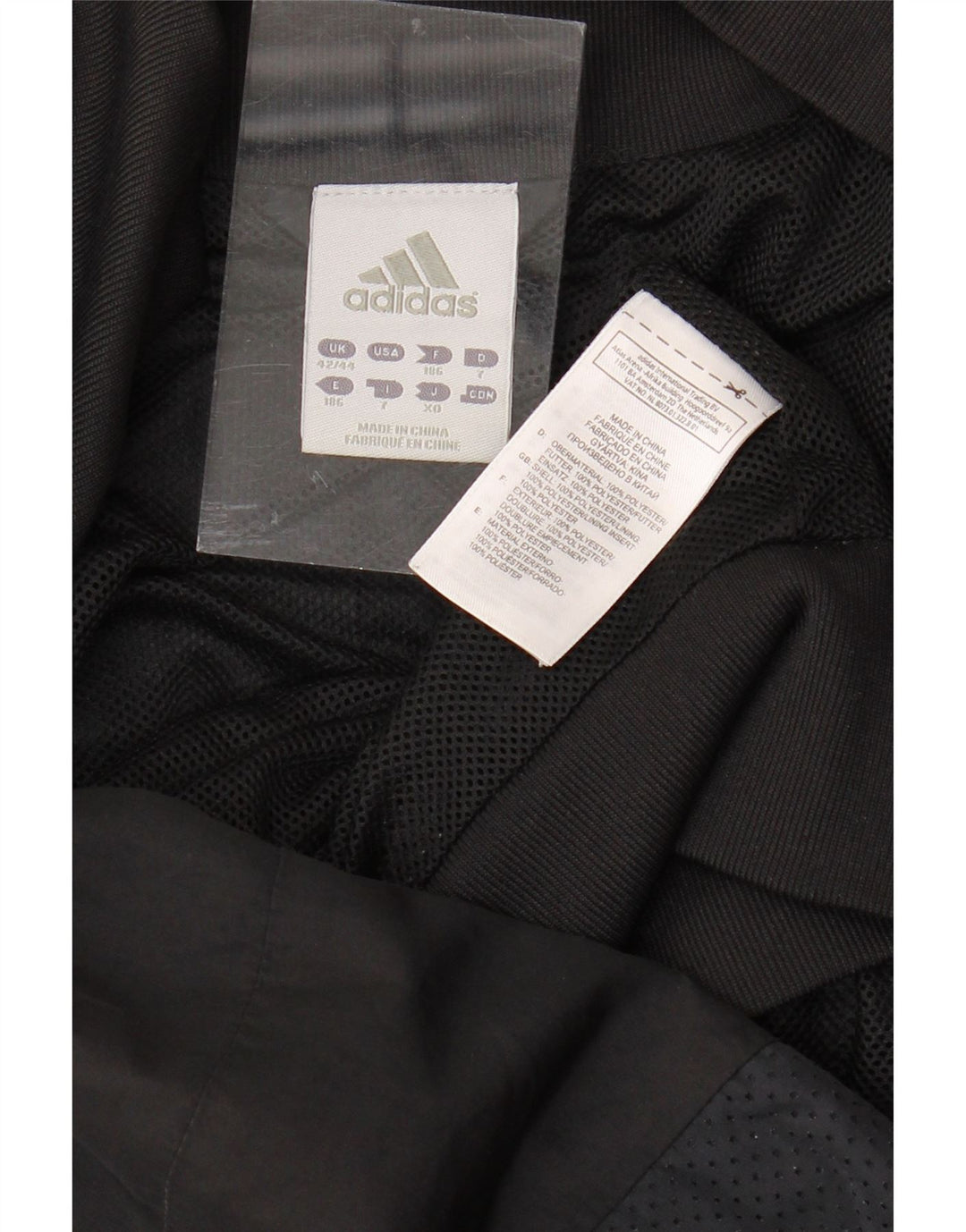 ADIDAS Chaqueta de chándal para hombre UK 42/44 Grande Poliéster negro