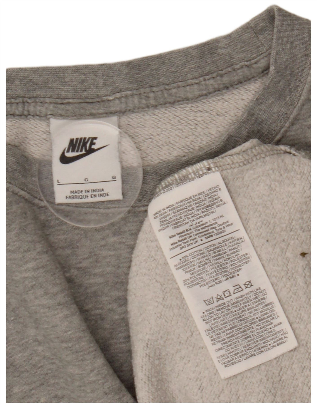 NIKE - Sudadera extragrande para mujer, talla 40, talla grande, algodón moteado gris