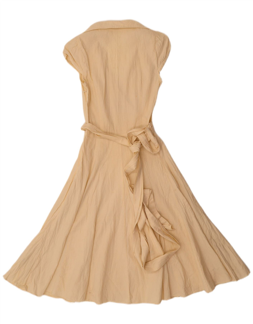 Zara Vestido Acampanado para Mujer UK 42 Algodón Amarillo Medio