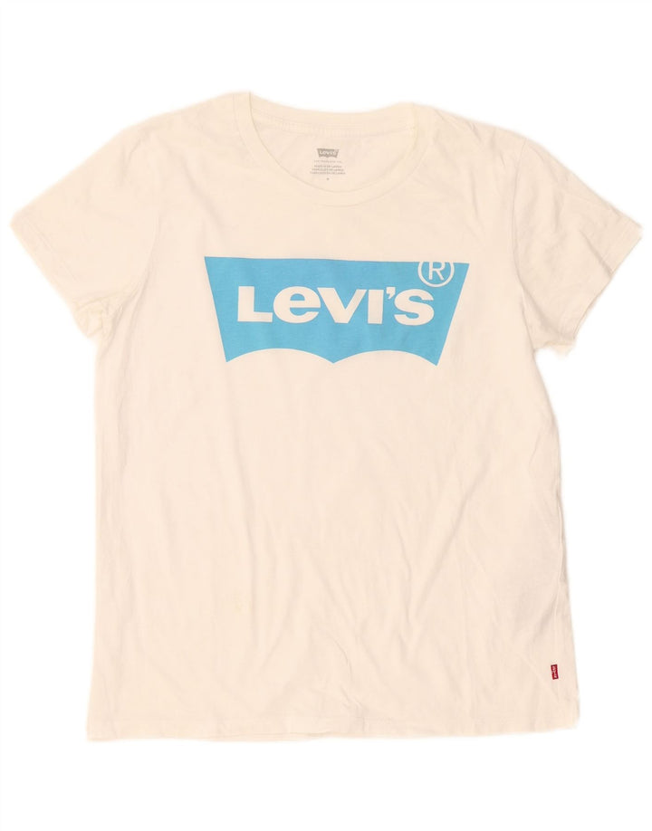 Levi's Camiseta gráfica para mujer Top UK 12 Medium White Cotton
