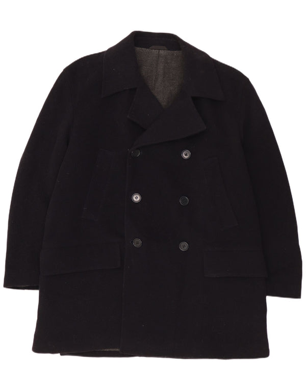 VINTAGE Abrigo de doble botonadura para hombre IT 50 Lana azul marino grande