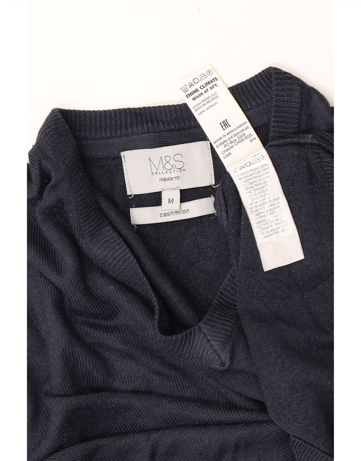 Marks & Spencer Jersey de corte regular con cuello en V para hombre Azul marino mediano