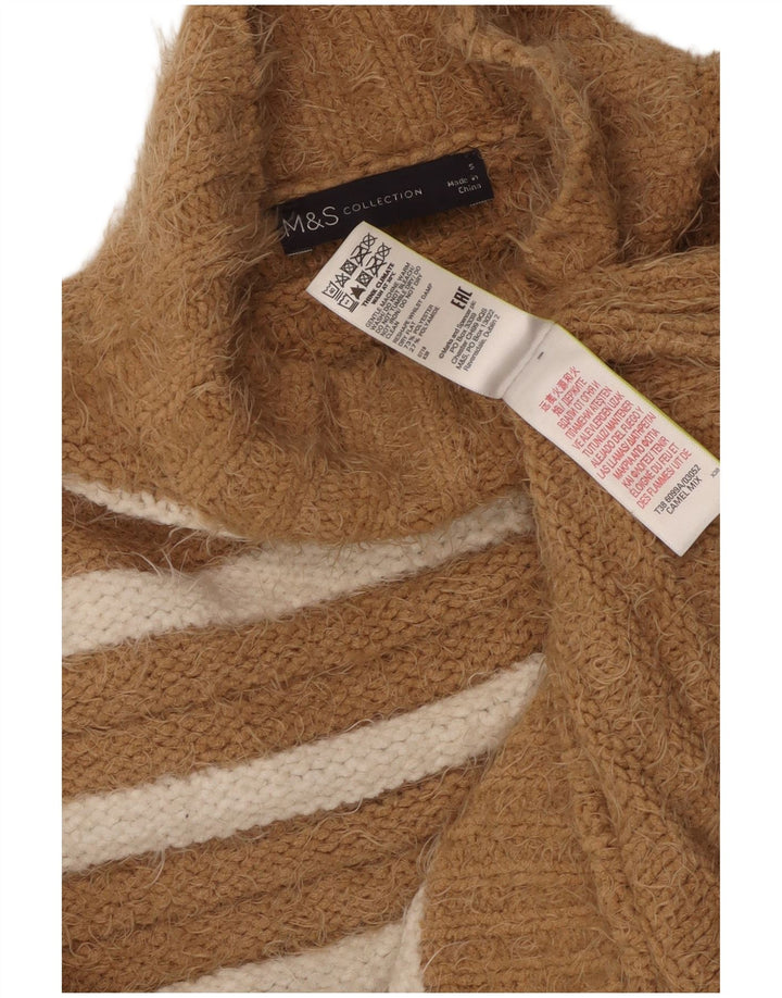 MARKS & SPENCER Suéter tipo jersey con cuello alto para mujer UK 10 Small Brown