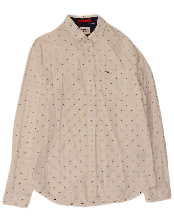 Camisa Tommy Hilfiger Slim Fit de algodón geométrico blanco grande para hombre