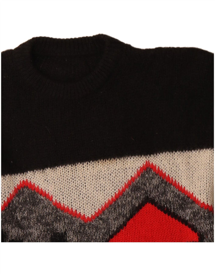 VINTAGE Mujer Longline Crew Neck Jumper Suéter UK 18 XL Negro