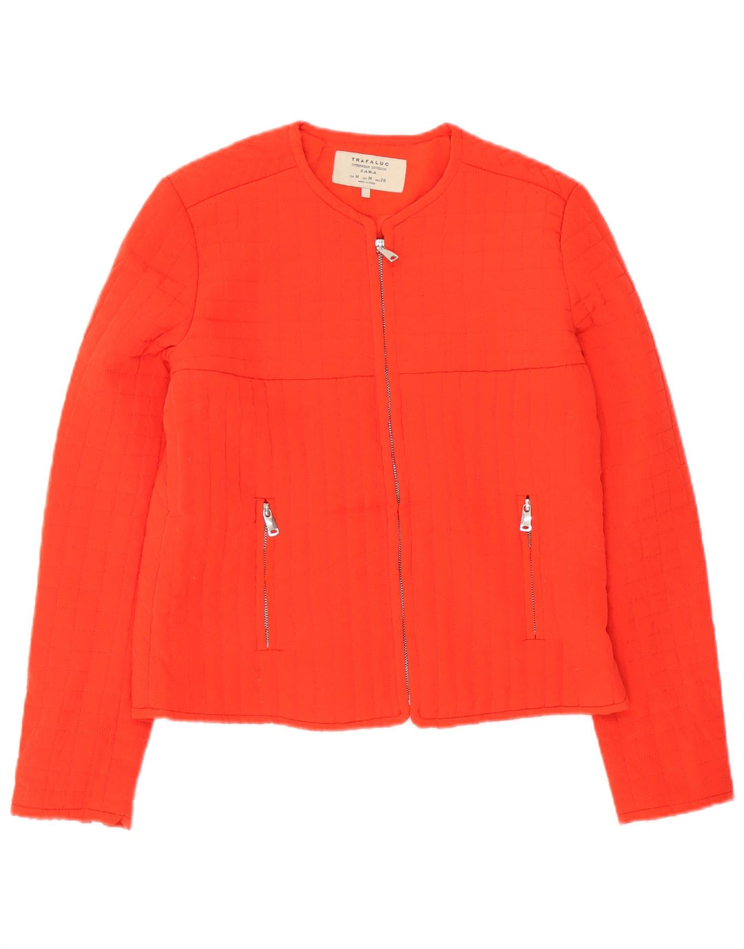 Zara Mujer Trafaluc Chaqueta Acolchada UK 44 Poliéster Naranja Mediano