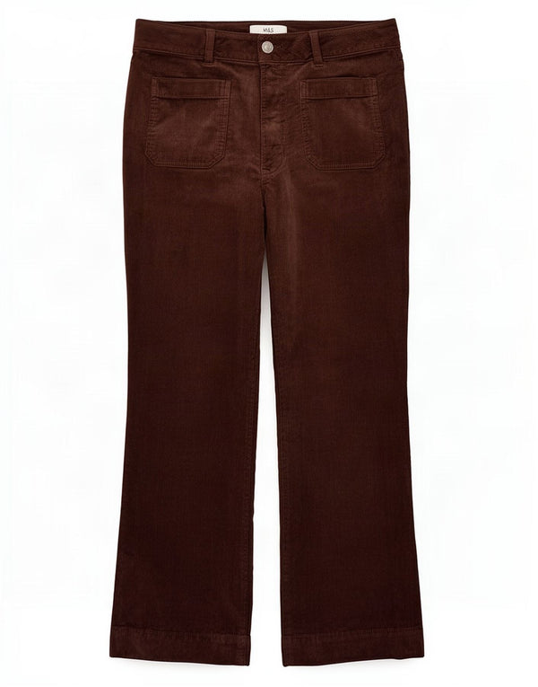 Marks & Spencer Pantalones de pana con corte de bota para mujer UK 40 Medium W30 L27 Marrón