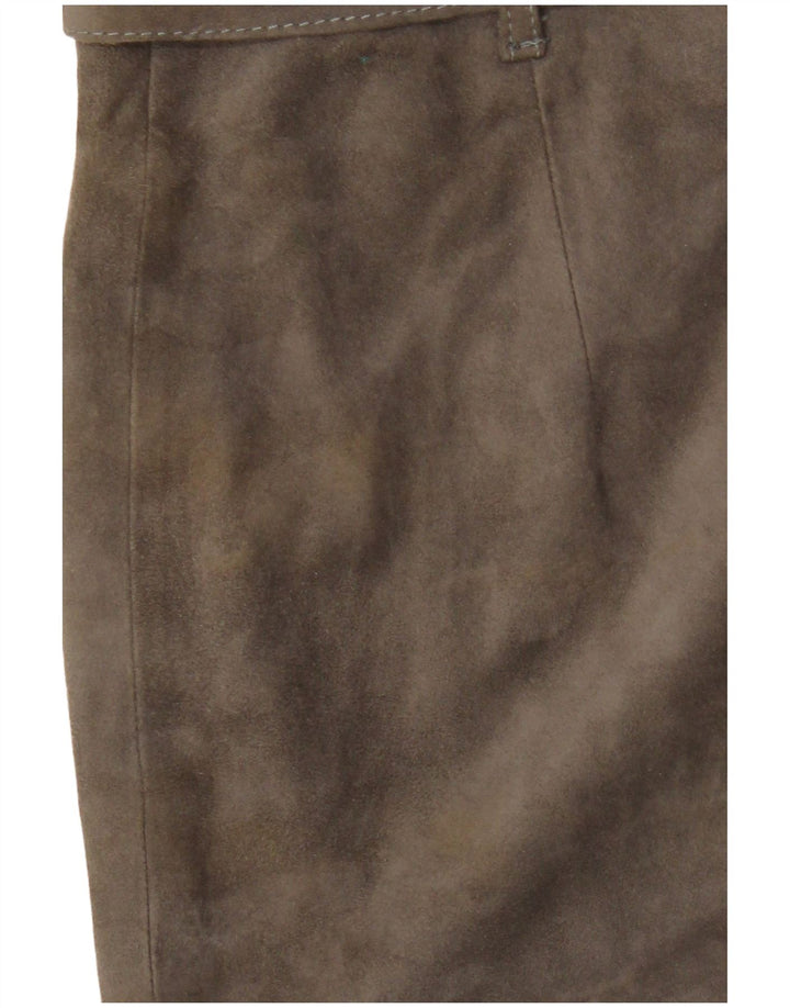 Falda de ante vintage para mujer IT 44 Medio W26 Cuero caqui