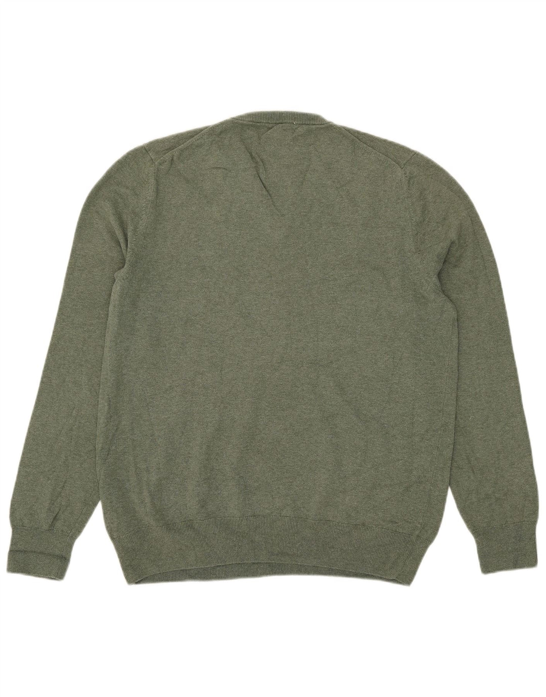 Marks & Spencer Jersey con cuello en V para hombre, talla grande, algodón verde
