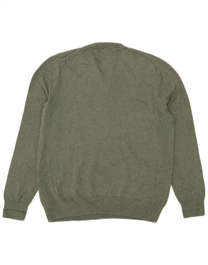 Marks & Spencer Jersey con cuello en V para hombre, talla grande, algodón verde