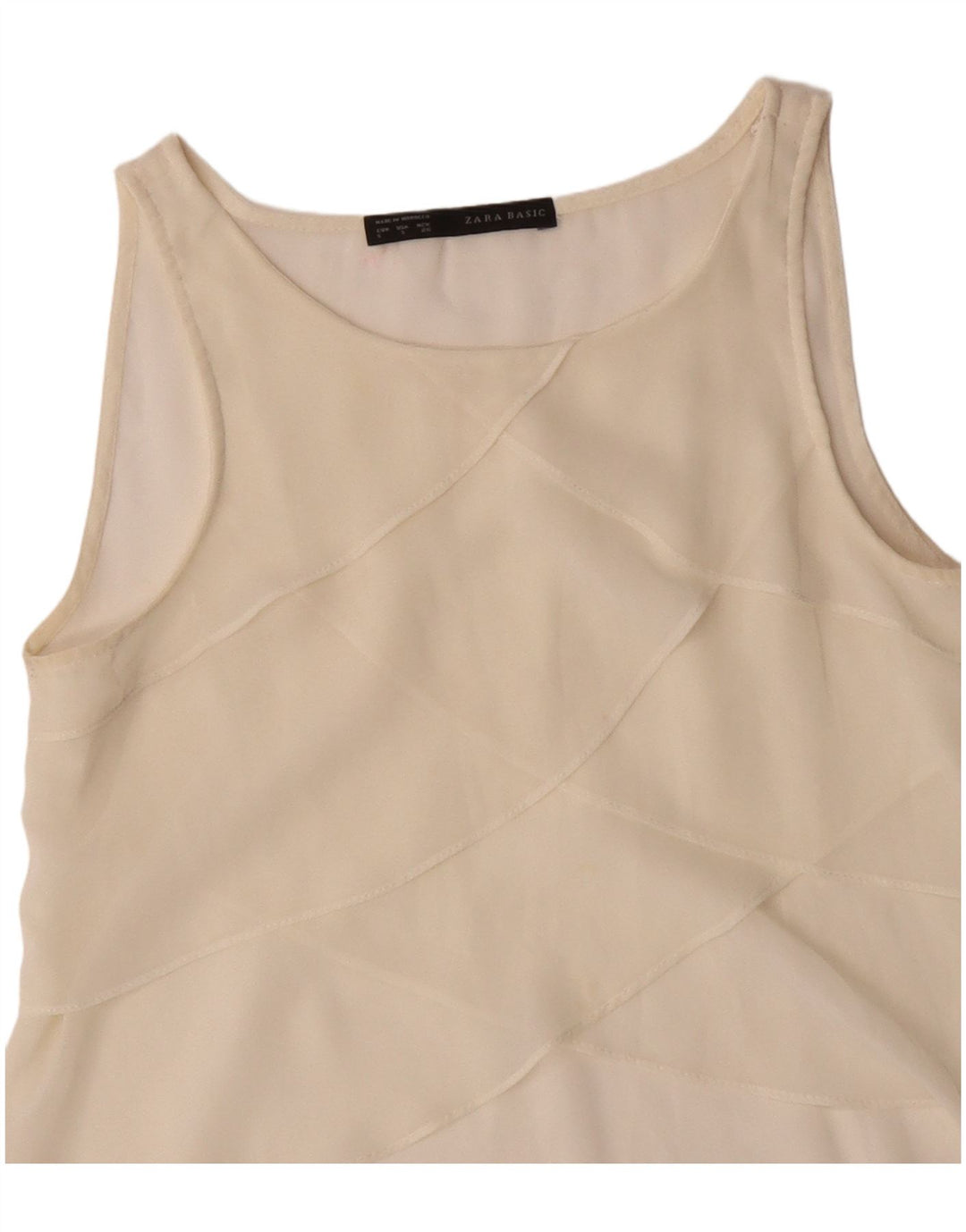 ZARA Mujer Blusa Sin Mangas Top UK 10 Small Off White