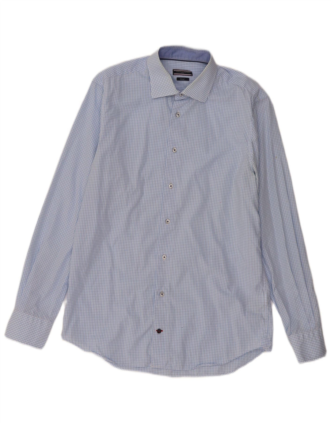 Tommy Hilfiger Camisa a medida para hombre Talla 40 15 3/4 Cuadro azul mediano