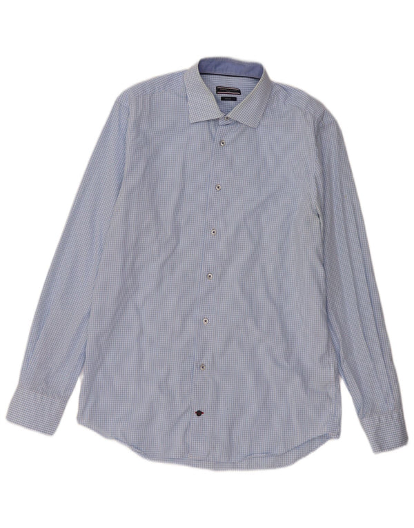 Tommy Hilfiger Camisa a medida para hombre Talla 40 15 3/4 Cuadro azul mediano