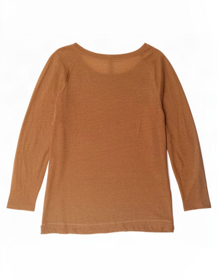 Zara Mujer Top Manga Larga UK 42 Medium Beige Linen