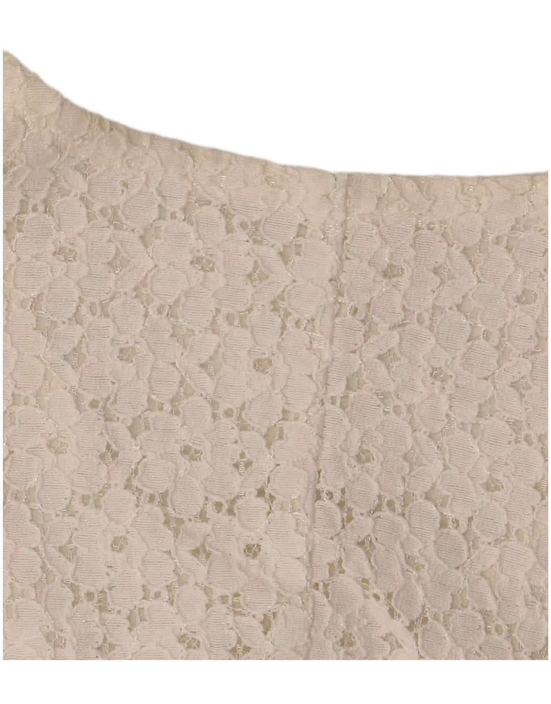 VINTAGE Mujer Crop Manga Corta Camisa Blusa IT 46 Grande Off White Floral