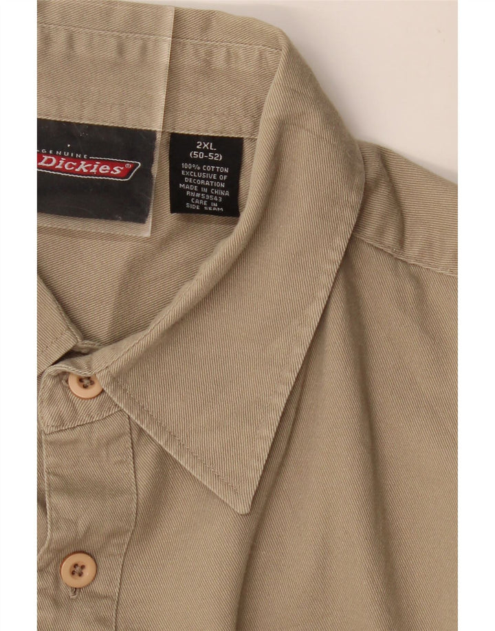 DICKIES Camisa de manga corta para hombre 2XL Algodón color block beige