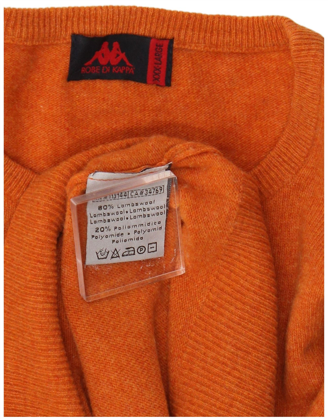 Kappa - Jersey de cuello redondo para hombre, talla 3XL, lana de cordero naranja