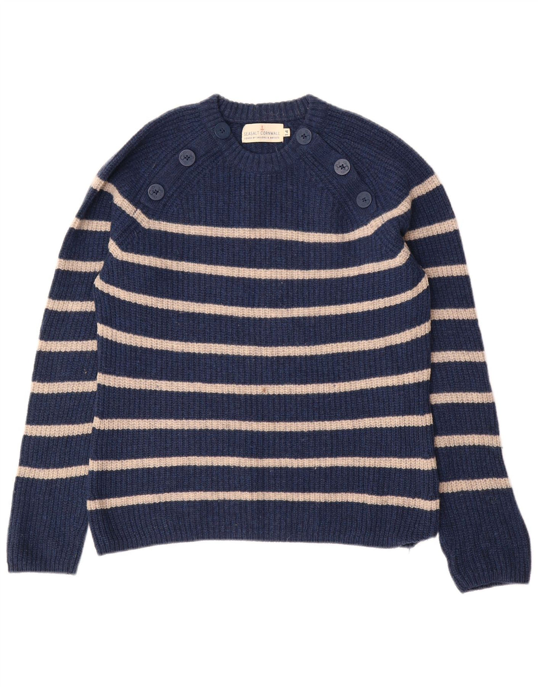 SEASALT CORNWALL Suéter tipo jersey con cuello redondo para mujer UK 40 Grande Azul marino