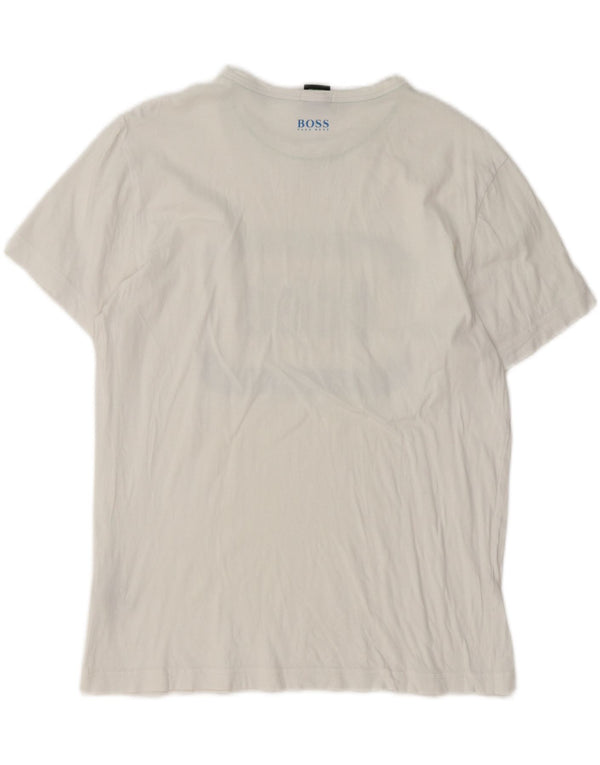 Hugo Boss Hombre Camiseta Estampada De Ajuste Regular Top Algodón Blanco Mediano