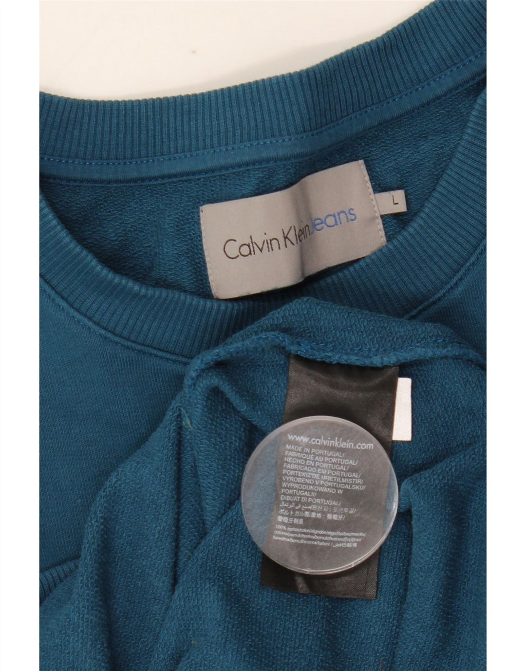 CALVIN KLEIN JEANS Sudadera estampada para hombre Jumper Large Azul Algodón