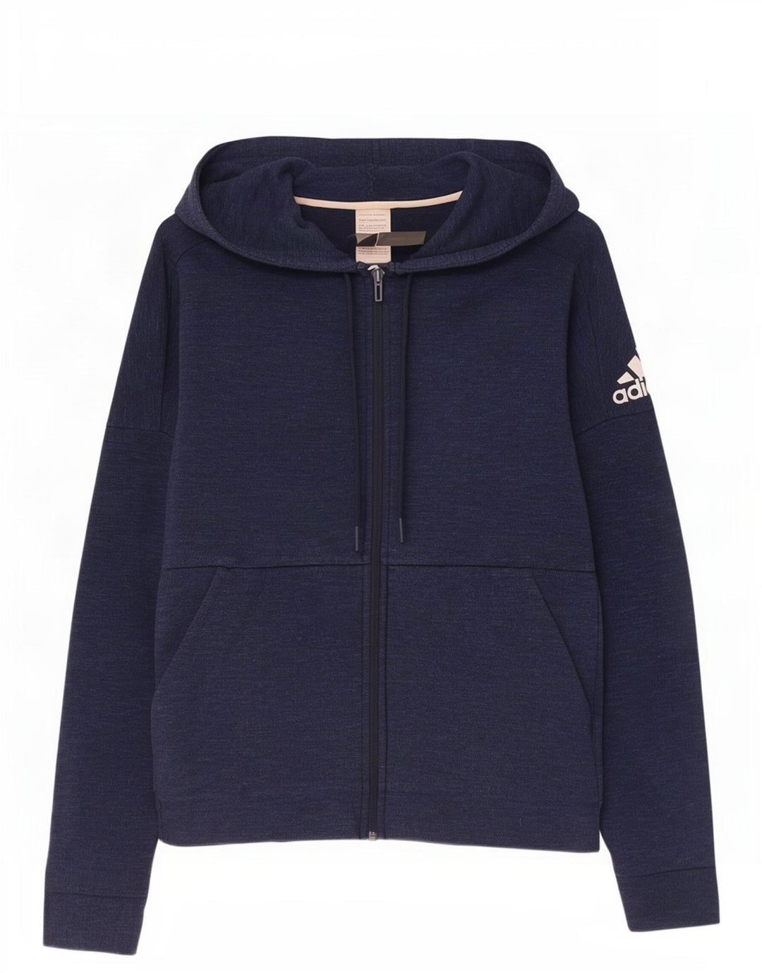 Adidas Hombre Zip Sudadera Con Capucha Suéter Medio Azul Marino Algodón