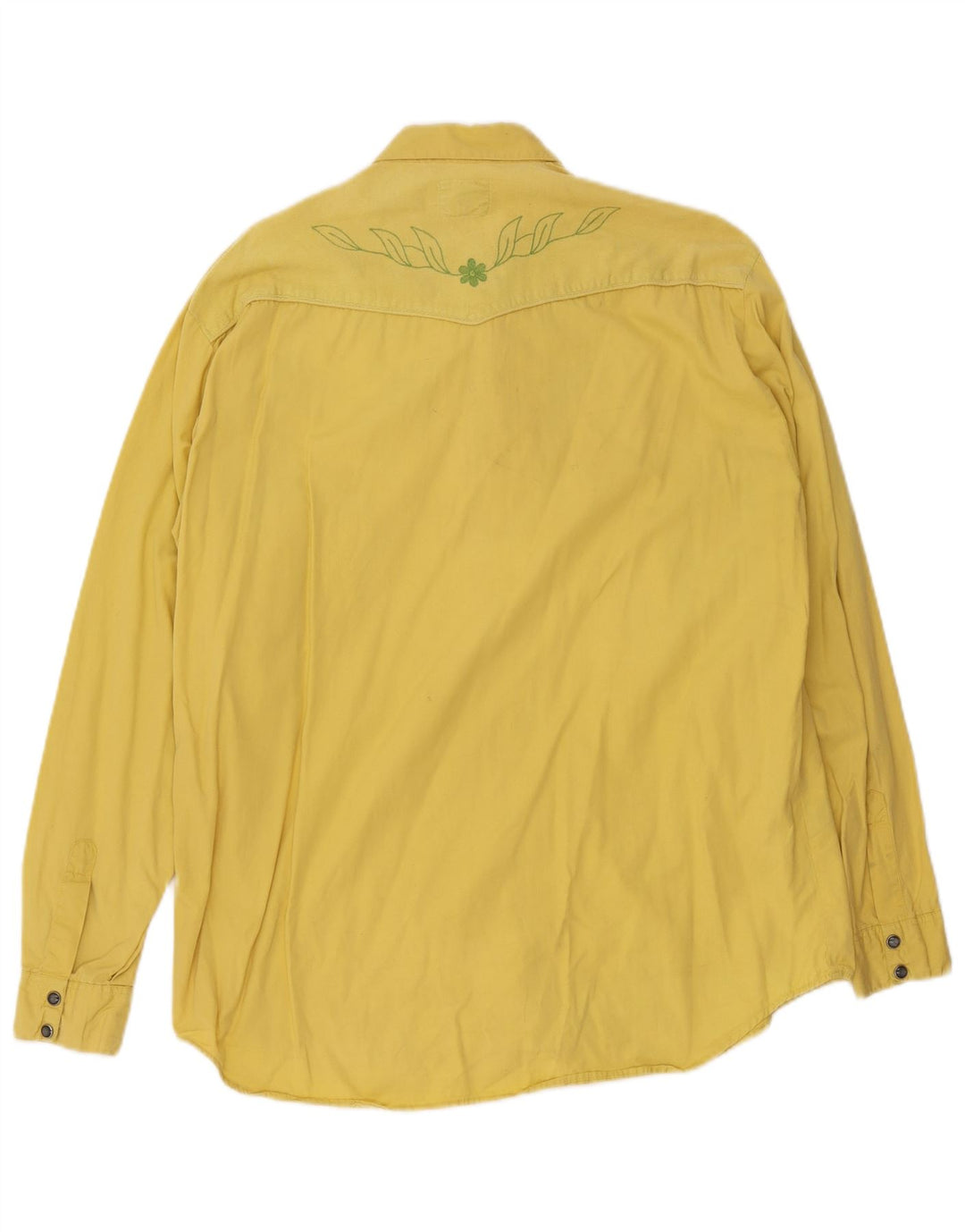 Fiorucci Hombre Camisa De Pana De Algodón Floral Amarillo Medio