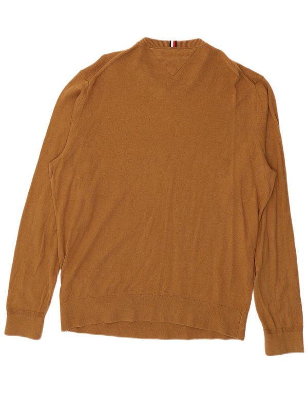 Tommy Hilfiger Mens Crew Neck Jumper Sweater 2XL Brown Cotton