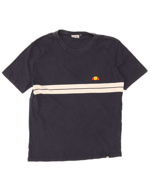 Ellesse Hombre Camiseta Top Small Azul Marino Rayas Algodón