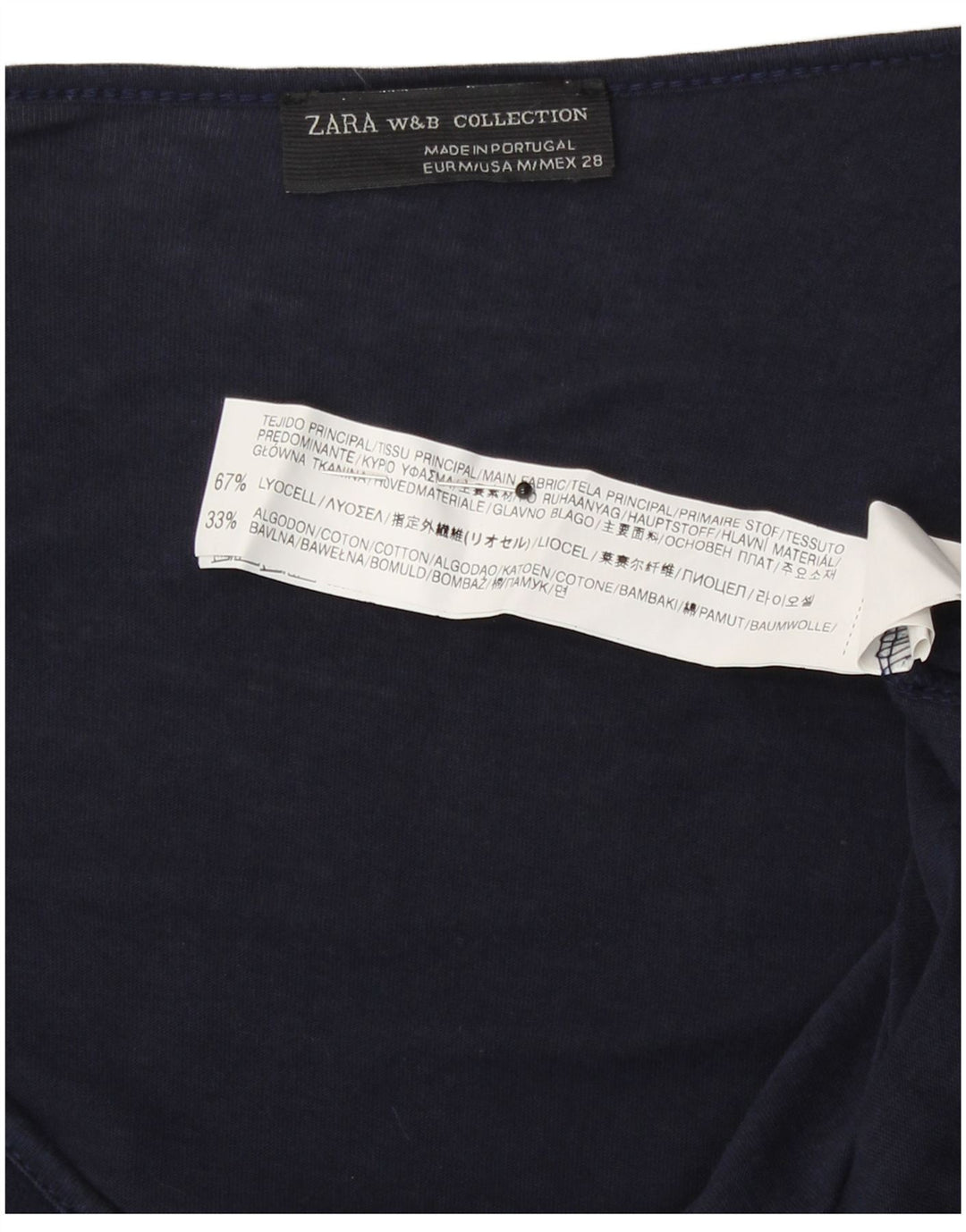 Zara Mujer Chaleco Top UK 40 Medium Azul Marino Colorblock Lyocell