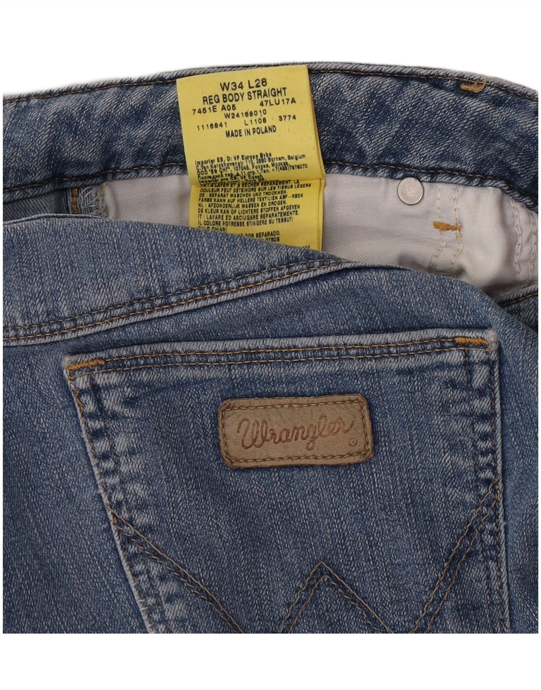 Vaqueros Wrangler Mujer Rectos W34 L28 Azul Algodón