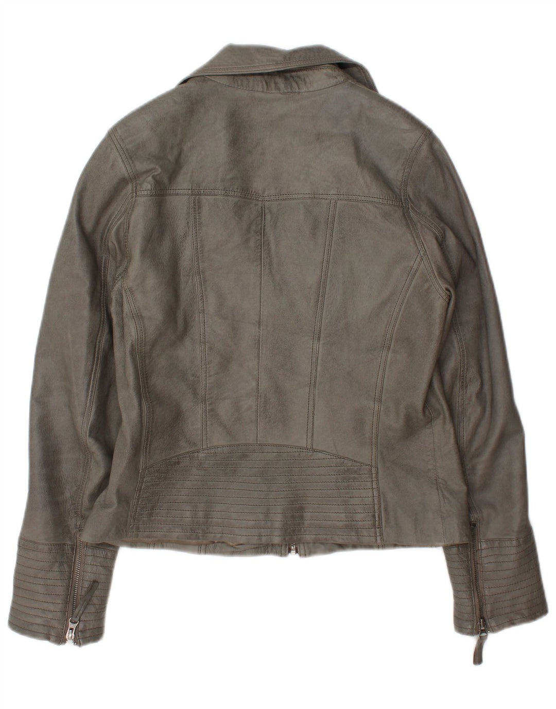 Chaqueta motera de cuero para mujer Max UK 44 Cuero gris grande