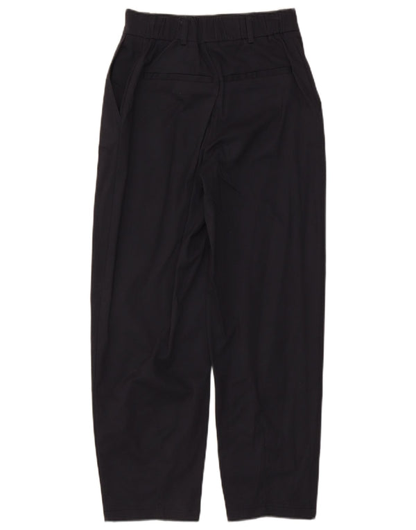 Zara Mujer Pantalón Chino Cónico De Talle Alto XS W24 L26 Algodón Azul Marino