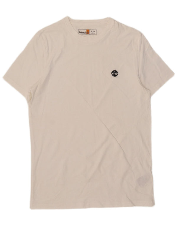 Timberland - Camiseta ajustada para hombre, talla grande, algodón blanco